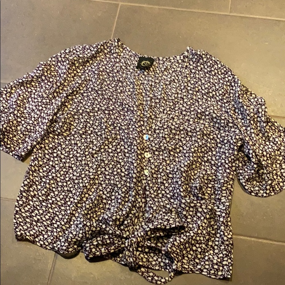Planet Blue sheer top with tie front